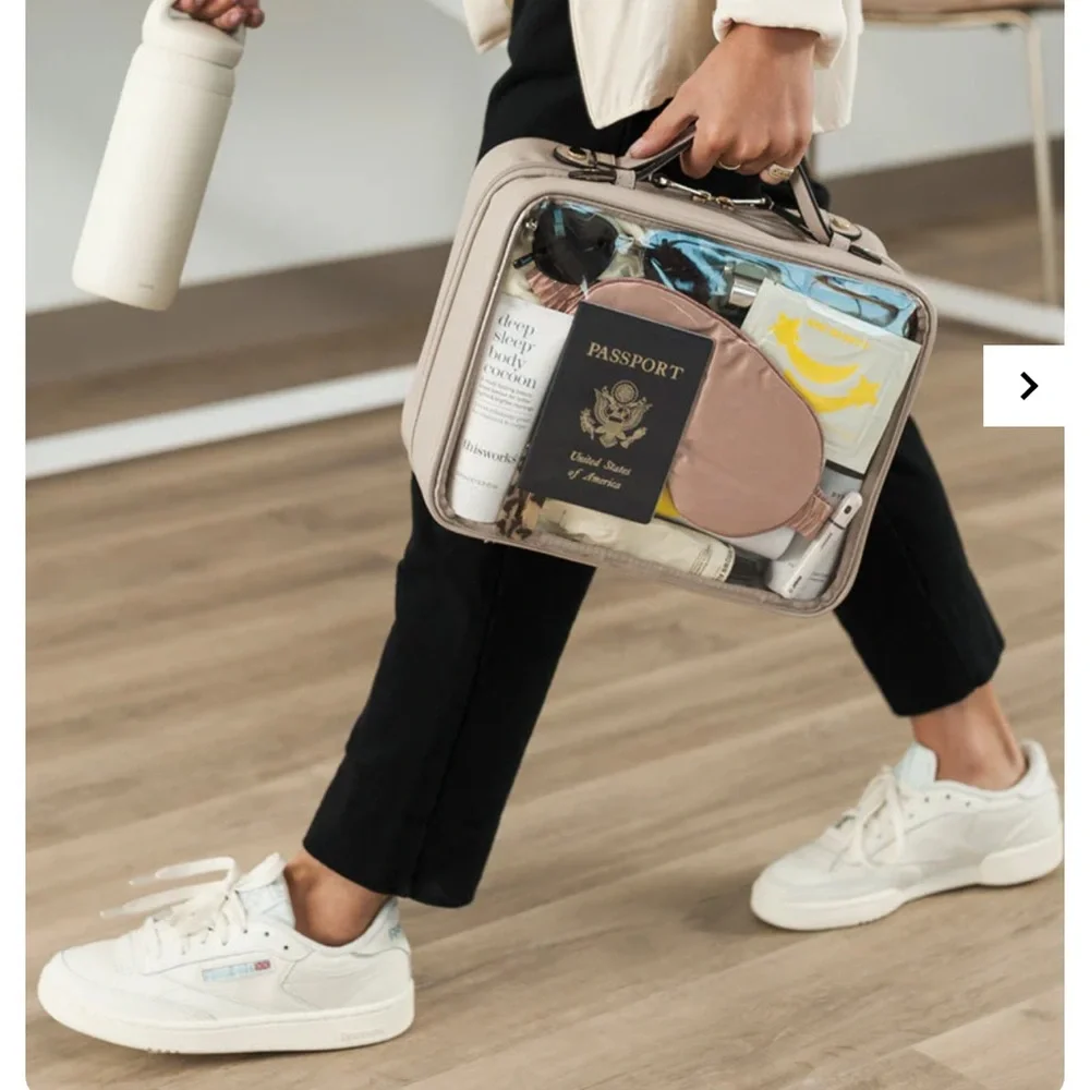 Calpak Clear Cosmetic Bag Large in Stone - Picture 2 of 3